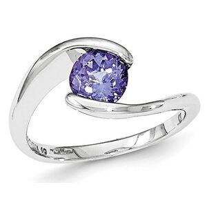 Sterling Silver Solitaire Promise Tanzanite Ring 3/4 carat (ctw)